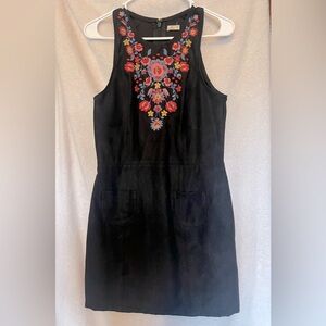 Hollister black suede dress with beautiful embroidery size medium